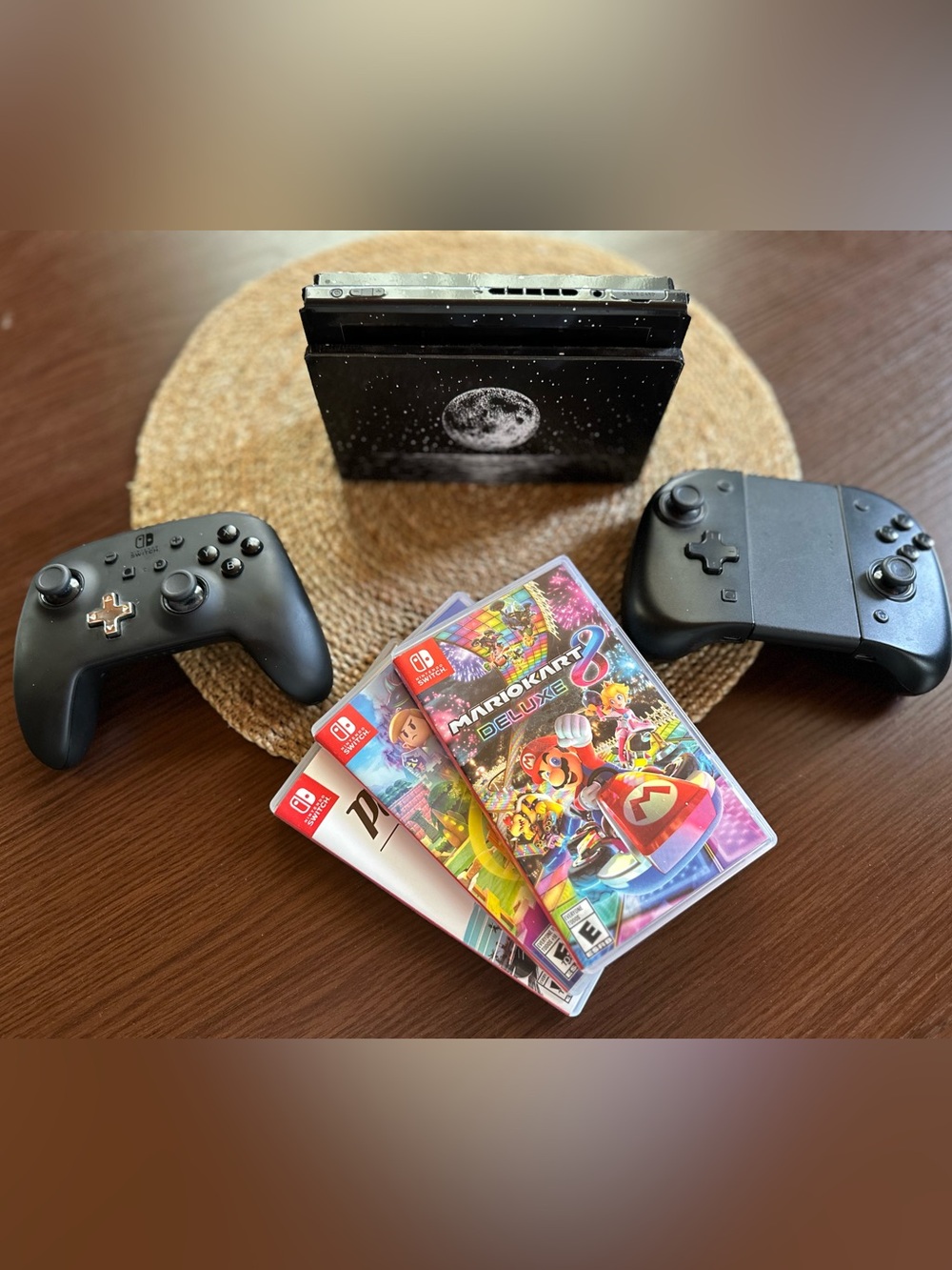 Nintendo Switch Bundle in Black with Moon Dock and Two Pro Controllers